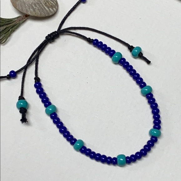NEW 6” to 8” Lapis blue & turquoise bead bracelet - Picture 2 of 5